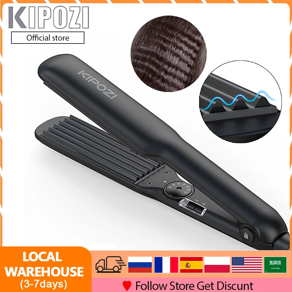 KP Professional Hair Crimper Curling Iron Wand Ceramic Corrugat Wave Corn Irons Wave Curler Iron Electric Corrugation Plate Clip