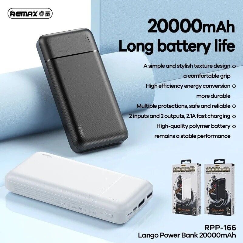 REMAX Lango Series 10000Mah 20000Mah 30000Mah 2USB Power Bank Batterie Externe