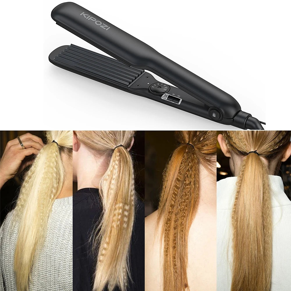 KP Professional Hair Crimper Curling Iron Wand Ceramic Corrugat Wave Corn Irons Wave Curler Iron Electric Corrugation Plate Clip