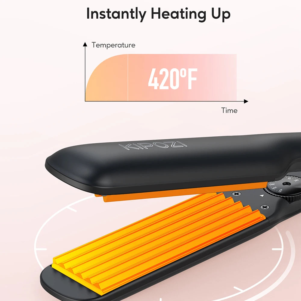 KP Professional Hair Crimper Curling Iron Wand Ceramic Corrugat Wave Corn Irons Wave Curler Iron Electric Corrugation Plate Clip