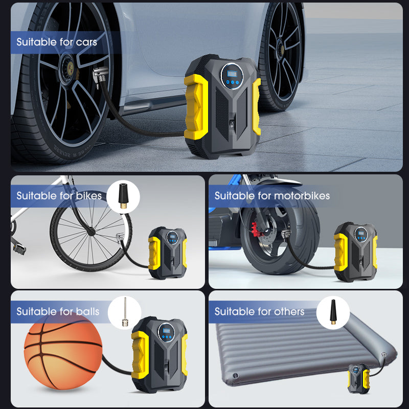 Portable Automobile Air Compressor Digital Tire Inflation Pump LED Lamp Tire Compression Pump Compressor for Car Motorcy