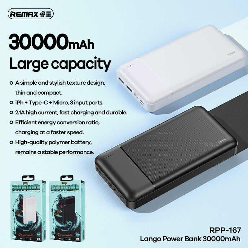 REMAX Lango Series 10000Mah 20000Mah 30000Mah 2USB Power Bank Batterie Externe