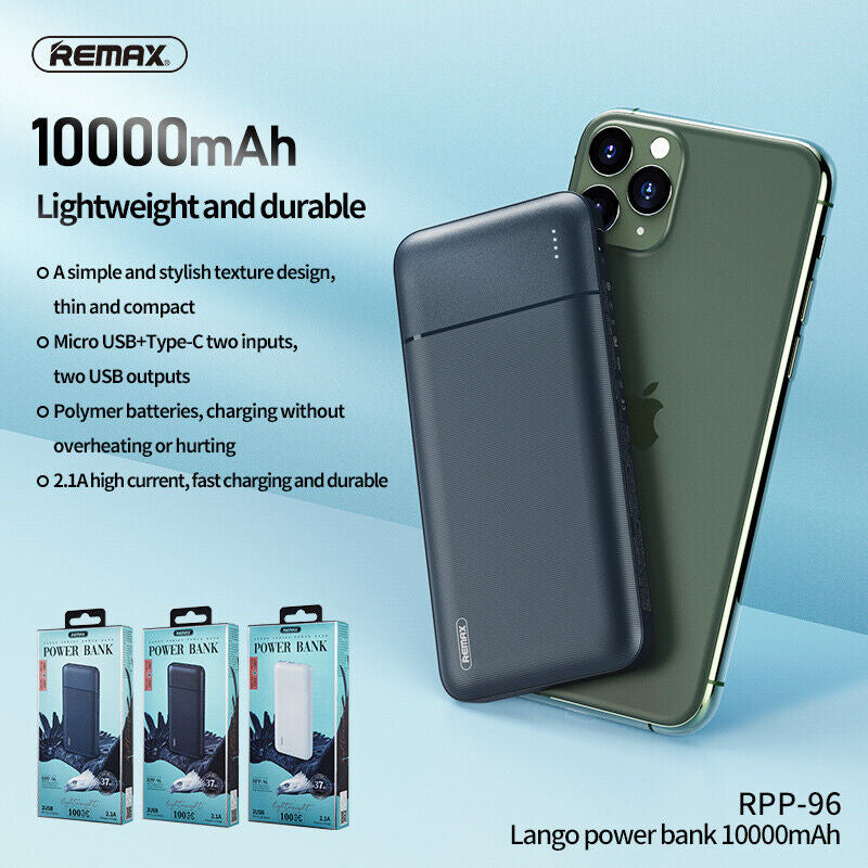 REMAX Lango Series 10000Mah 20000Mah 30000Mah 2USB Power Bank Batterie Externe