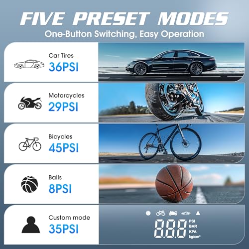 Compresseur d'air portable pour gonfleur de pneu  avec batterie rechargeable en Lithium-ion  150 PSI ave jauge.