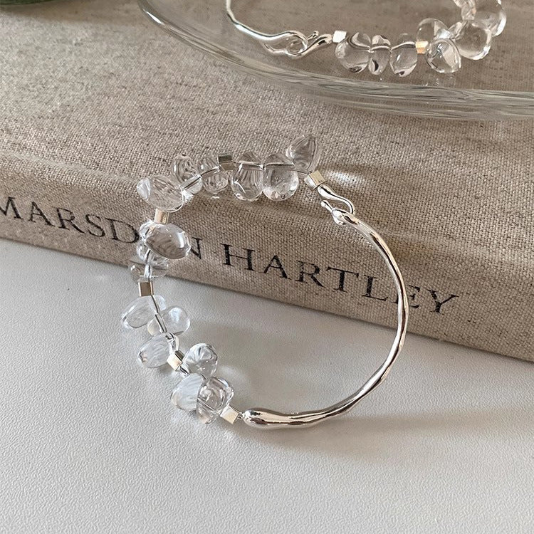 Bracelet pour femmes en argent sterling et cristal blanc naturel