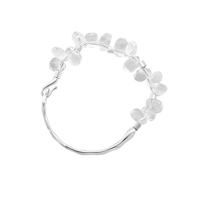 Bracelet pour femmes en argent sterling et cristal blanc naturel