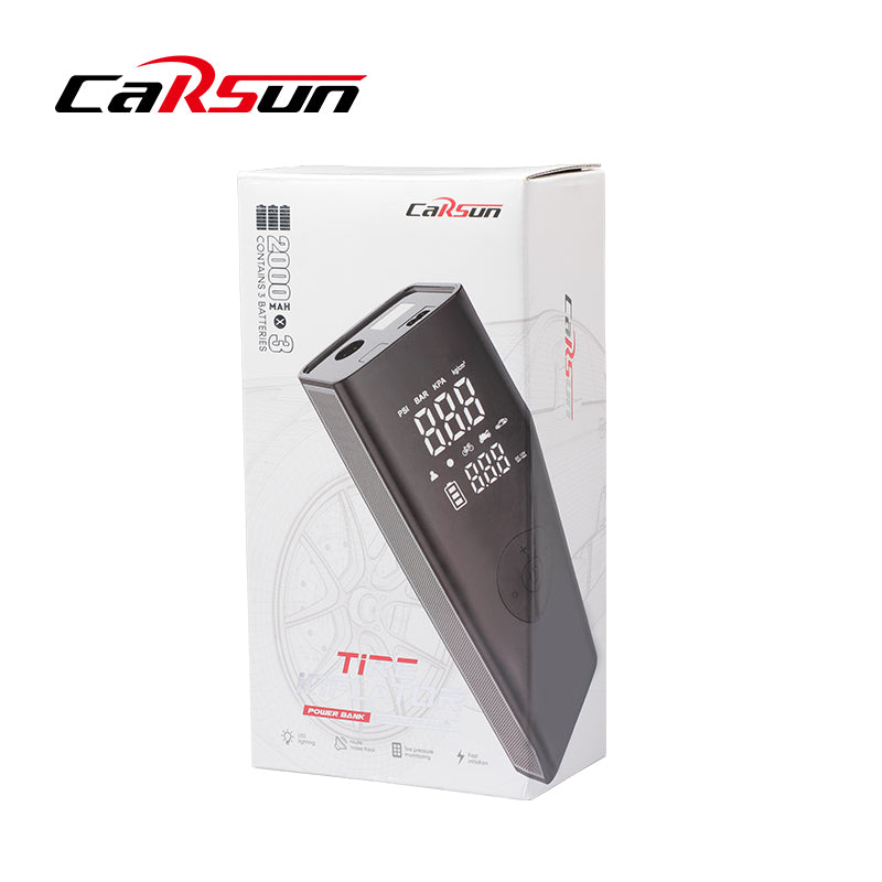 Pompe à pneu de voiture CARSUN, Compresseur , Gonfleur d'air portable avec lampe Led