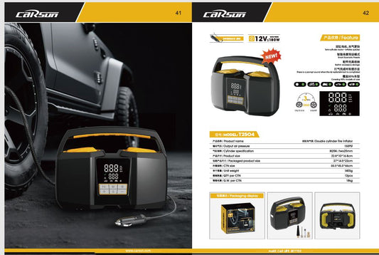 Compresseur d'Air Portable CARSUN T2504 | Gonfleur de Pneu Sans Fil 150 PSI | Batterie Lithium-ion