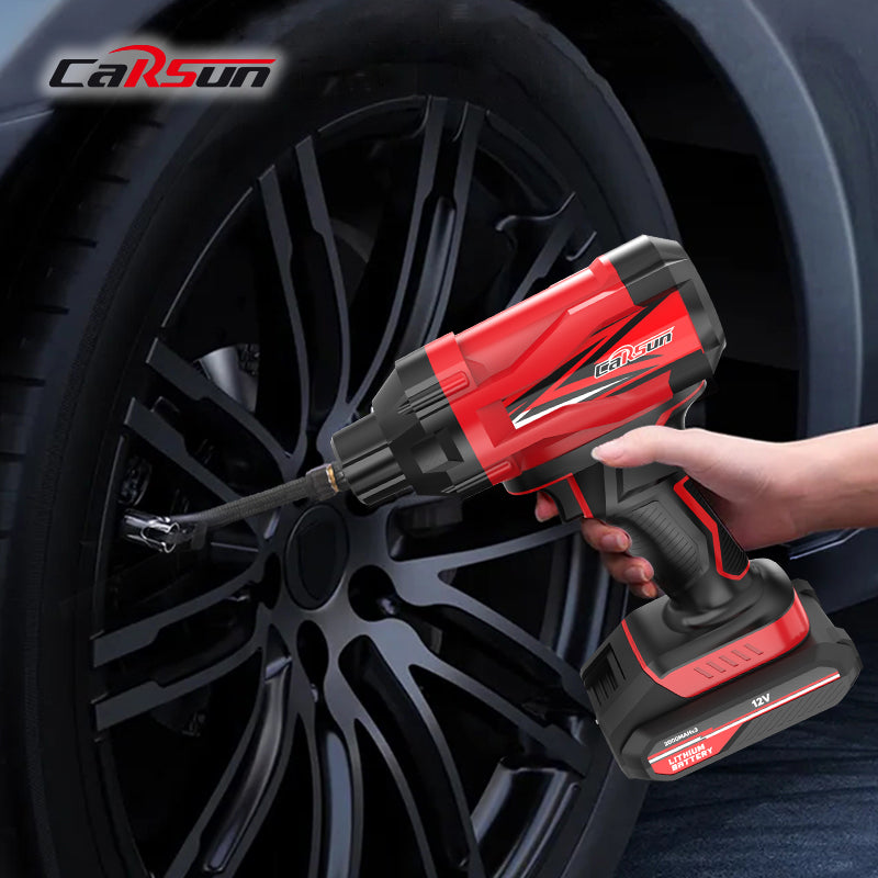 Compresseur d'air portable pour gonfleur de pneu  avec batterie rechargeable en Lithium-ion  150 PSI ave jauge.